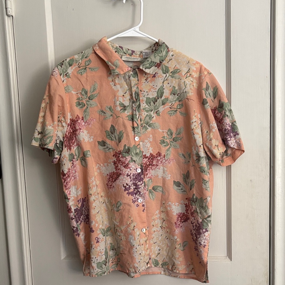 Men's Floral Peach Button Down Shirt